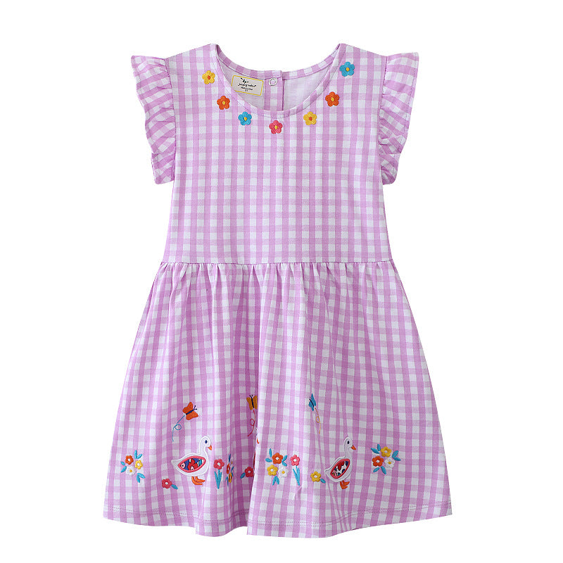 Mädchen Sommerkleid mit liebevollen Blumenstickereien Drune