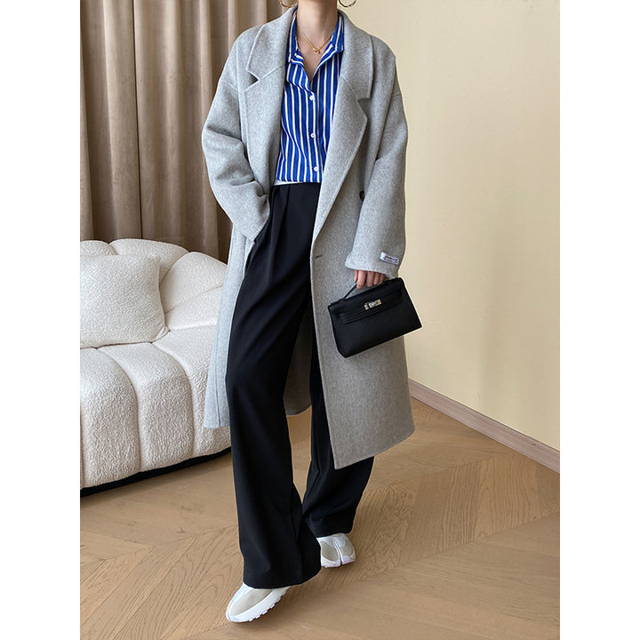 Damen Eleganter Wollmantel mit doppelter Knopfleiste Drune
