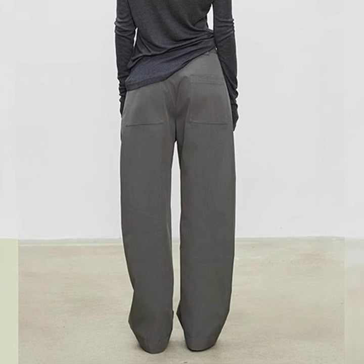 Damen weite High-Waist-Hose mit strukturiertem Stoff Drune