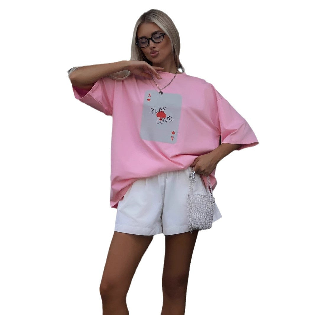 Damen Legeres T-Shirt mit grafischem Druck und weiten Ärmeln Drune