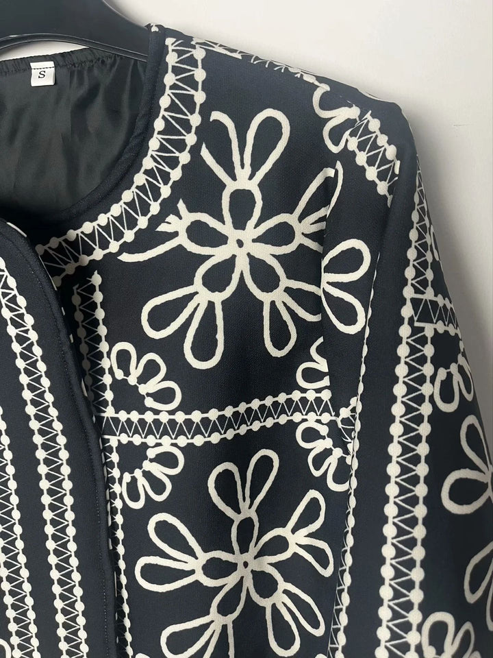 Damen gestickte Jacke mit floralem Design und modernem Schnitt Drune