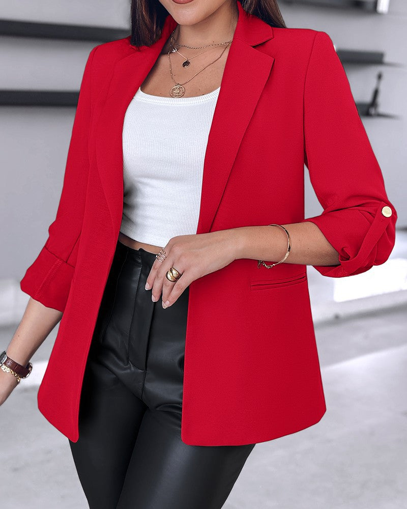 Damen Modischer Blazer mit aufrollbaren Ärmeln und feinem Schnitt Drune