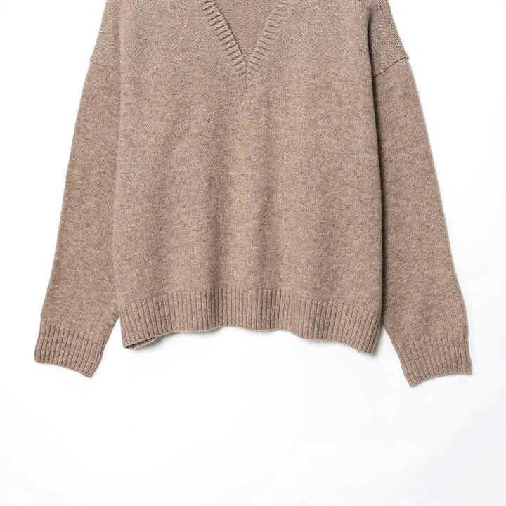 Damen Strickpullover mit V-Ausschnitt und weitem Schnitt Drune