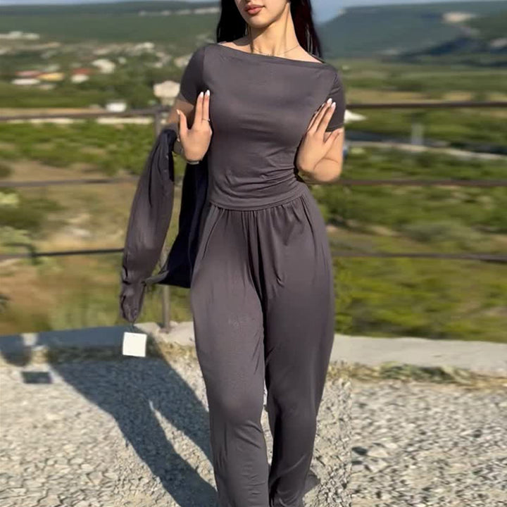 Damen lässiger Maxikleid-Anzug mit offenem Cardigan Drune