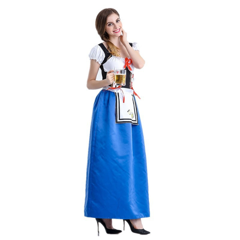Damen nan traditionelles Dirndlkleid mit geschnürtem Mieder und langer Trachtenschürze Drune