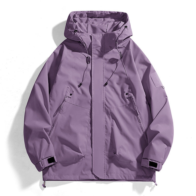 Damen wasserdichte Outdoor-Jacke mit verstellbarer Kapuze und atmungsaktiven Einsätzen Drune