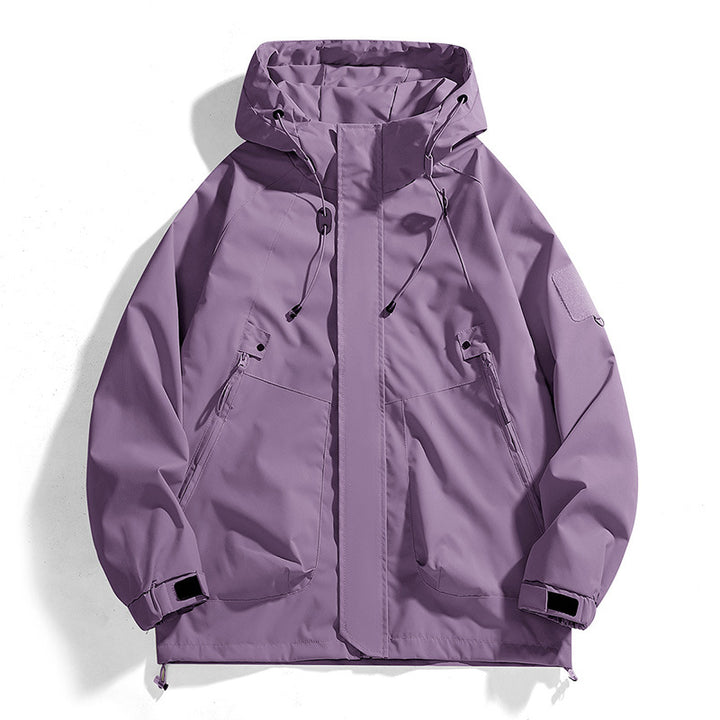 Damen wasserdichte Outdoor-Jacke mit verstellbarer Kapuze und atmungsaktiven Einsätzen Drune