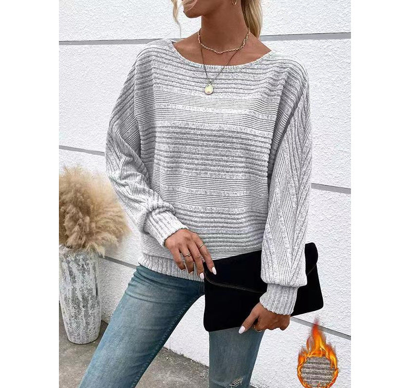 Damen lässiger Strukturpullover mit weitem Schnitt Drune