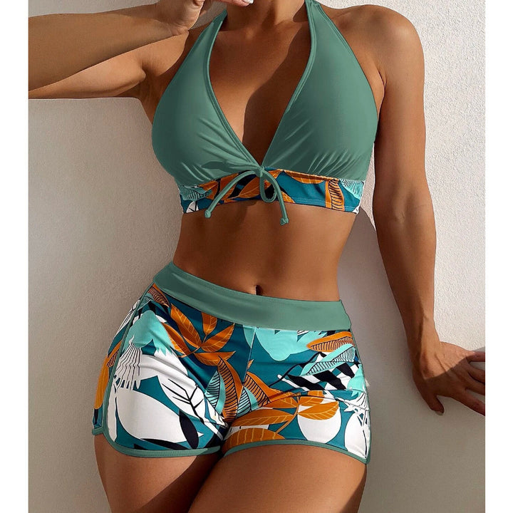 Damen Triangel-Bikini-Set mit hohem Bund und floralem Muster Drune