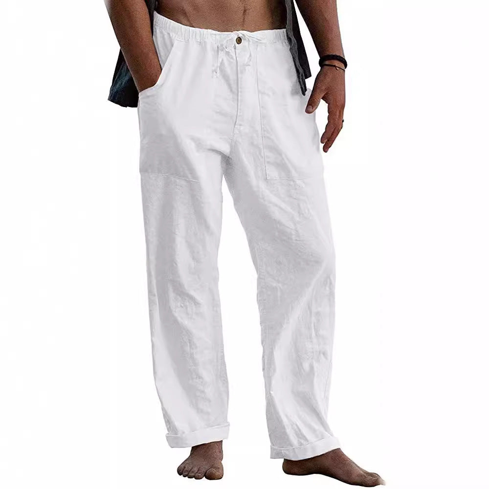 Herren nan leichte Leinenhose mit elastischem Bund und geradem Schnitt Drune