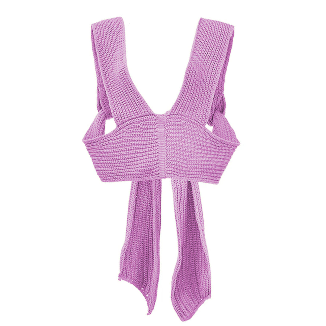 Damen gestricktes Crop-Top mit raffinierten Rückendetails Drune