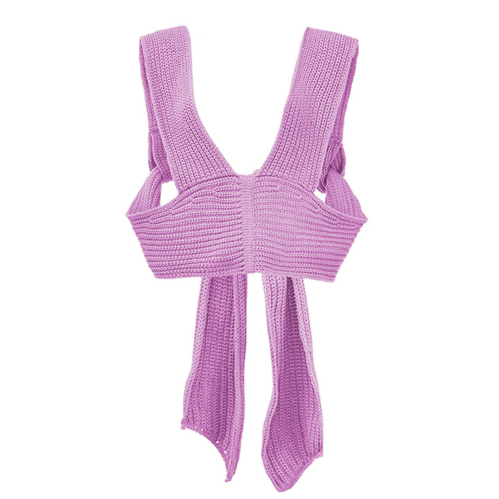 Damen gestricktes Crop-Top mit raffinierten Rückendetails Drune