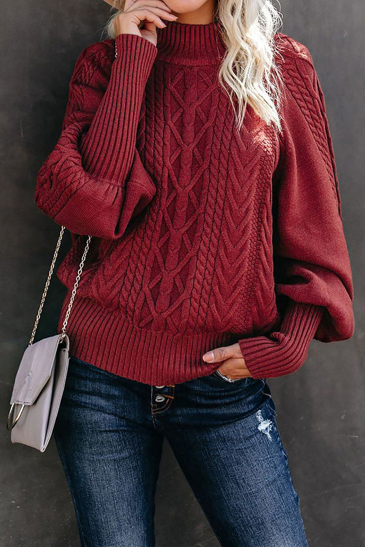 Damen Strickpullover mit hohem Kragen und strukturiertem Muster Drune