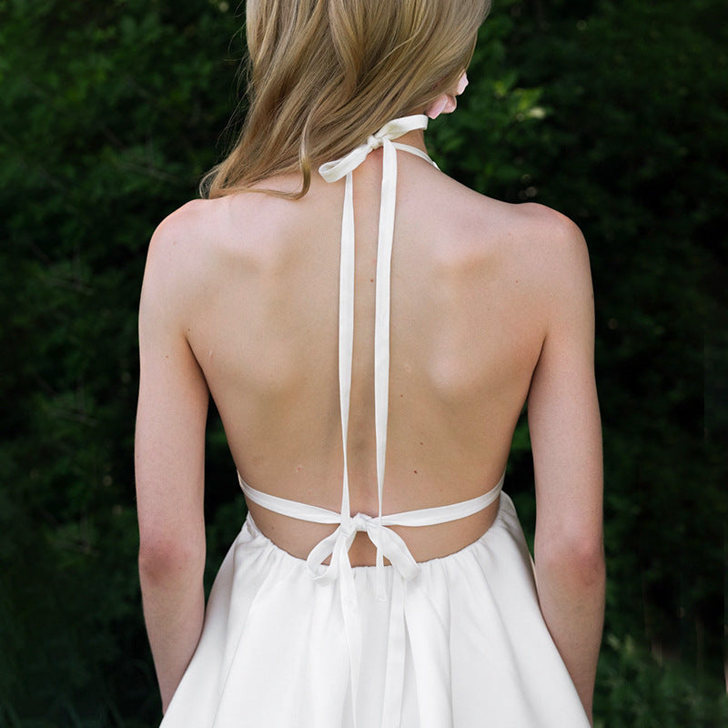 Damen Elegantes Halterkleid mit offenem Ausschnitt Drune