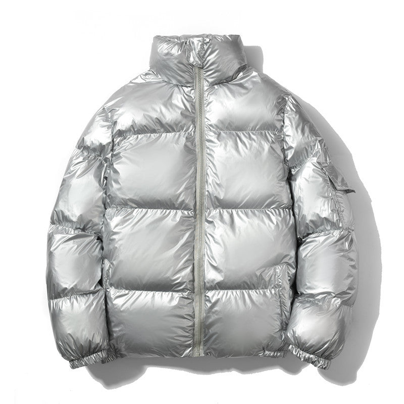 Herren nan glänzende Oversize Daunenoptik Steppjacke mit hohem Stehkragen und elastischen Bündchen Drune