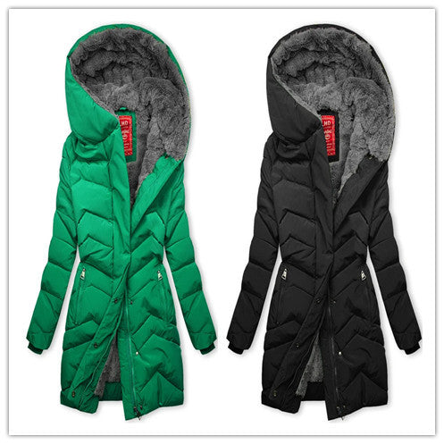 Damen Lange gefütterte Winterjacke mit hohem Kragen und kuscheligem Innenfutter Drune