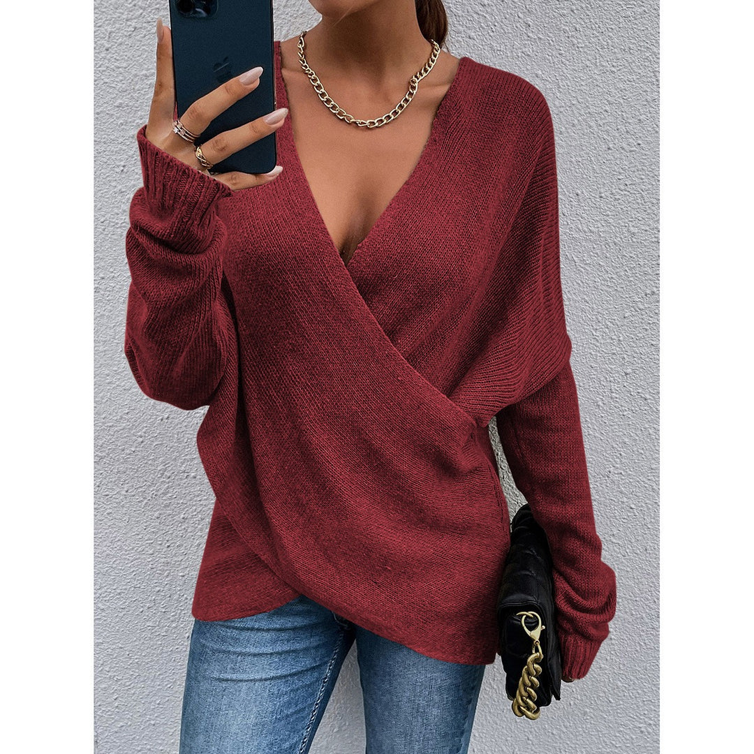 Damen lässiger V-Ausschnitt Pullover Drune