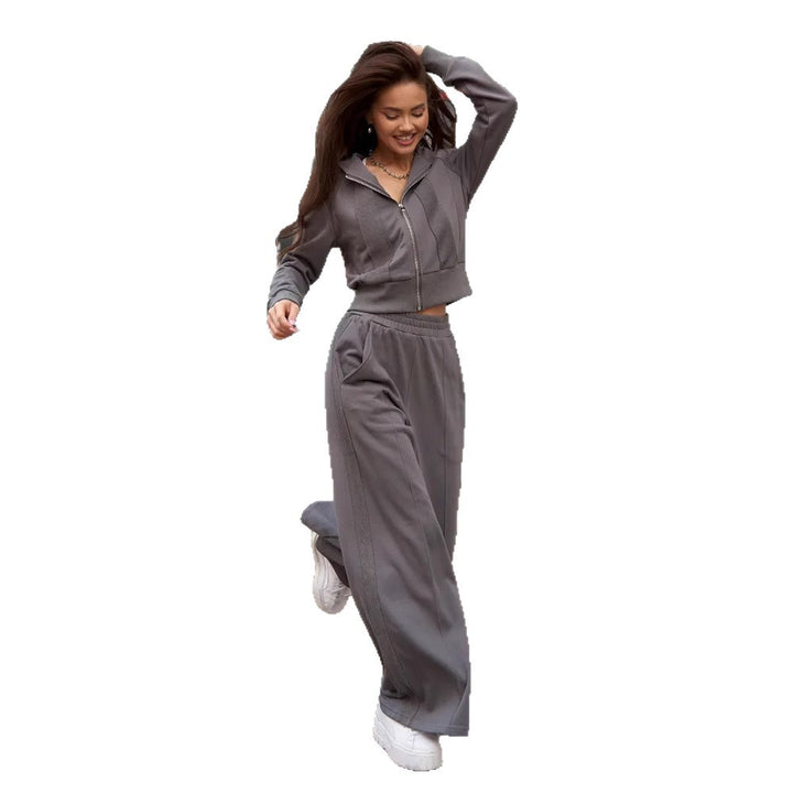 Damen Sportliches Hoodie- und Jogginghose-Set mit hohem Bund Drune