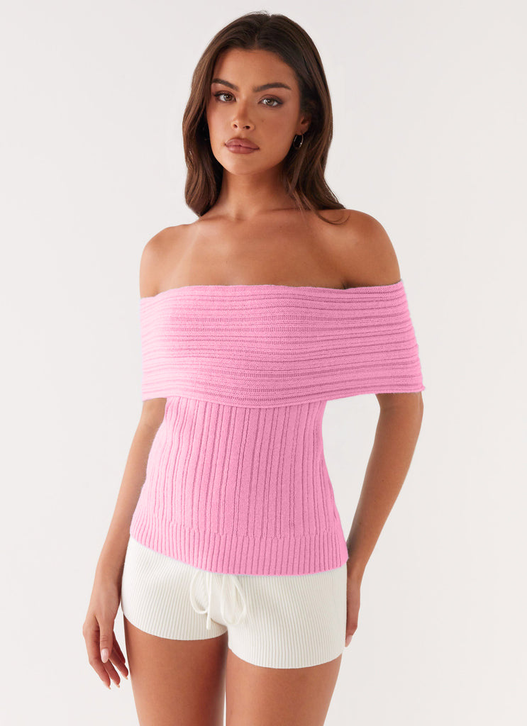 Damen Off-Shoulder Strickoberteil mit Rippstruktur Drune