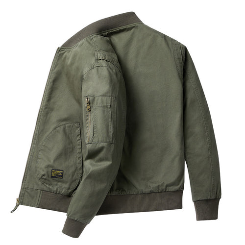 Herren  Baumwoll-Twill Utility Flight Bomberjacke mit geripptem Saum, Ärmeln, Reißverschlusstaschen und verstärkten Patten pockets Drune
