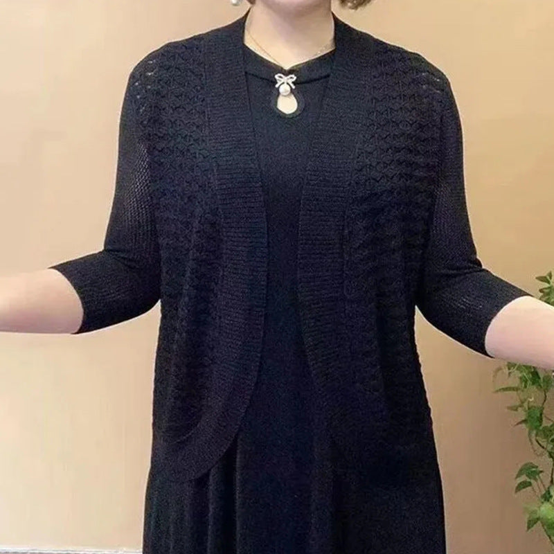 Damen Strickjacke mit 3/4-Ärmeln und strukturiertem Muster Drune