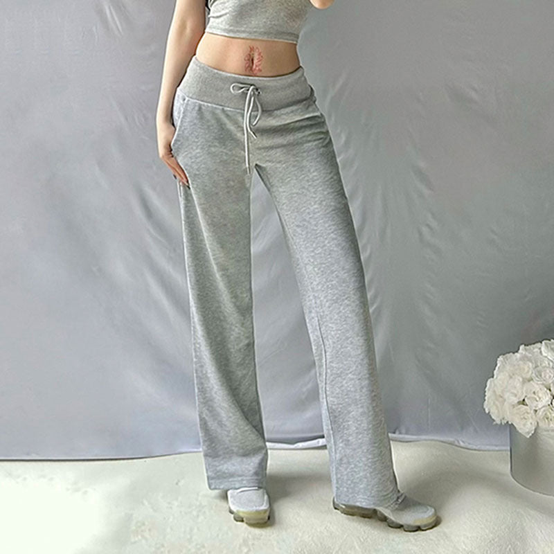 Damen lässige Lounge-Hose mit elastischem Bund und Kordelzug Drune