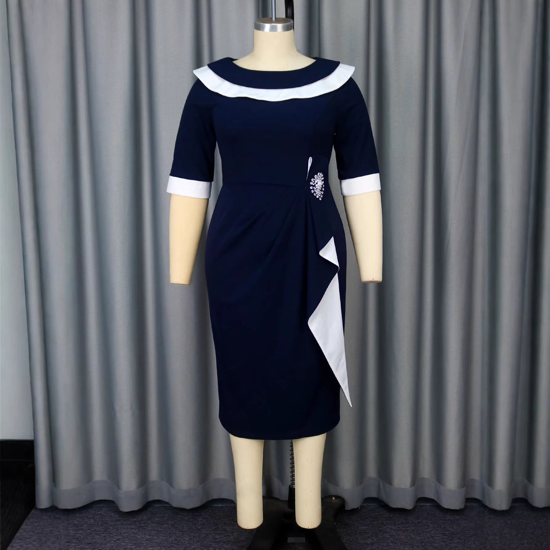 Damen Elegantes Kleid mit kontrastierenden Rüschendetails Drune