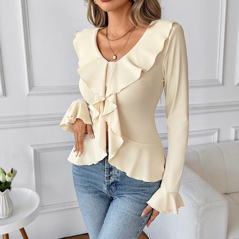 Damen Bluse mit Rüschendetails und femininer Silhouette Drune