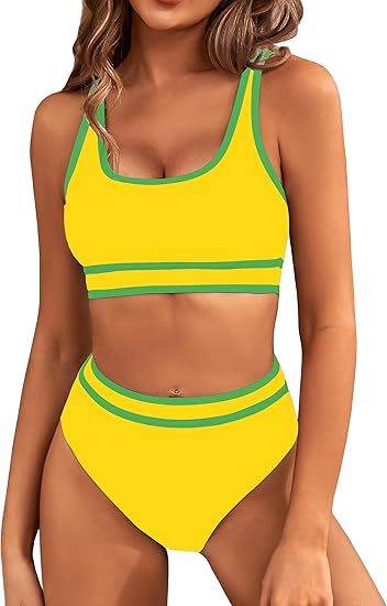 Damen Sportlicher Hochgeschnittener Bikini Drune