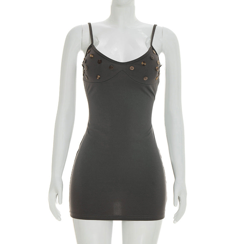 Damen Minikleid mit innovativen Knopfakzenten und figurbetonter Silhouette Drune