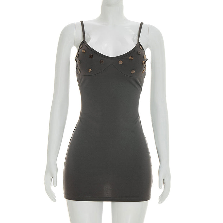 Damen Minikleid mit innovativen Knopfakzenten und figurbetonter Silhouette Drune