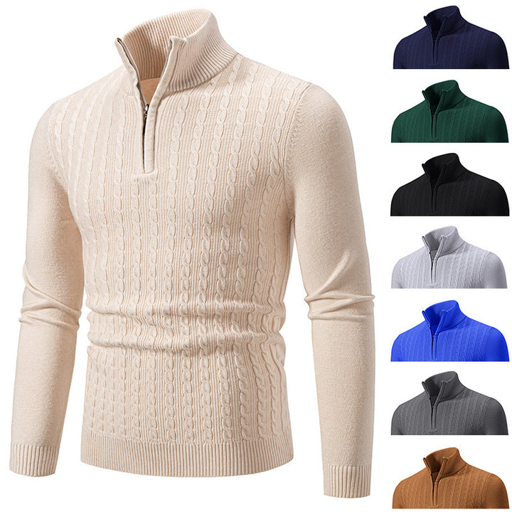 Herren eleganter Strickpullover mit hochabschließendem Reißverschluss Drune