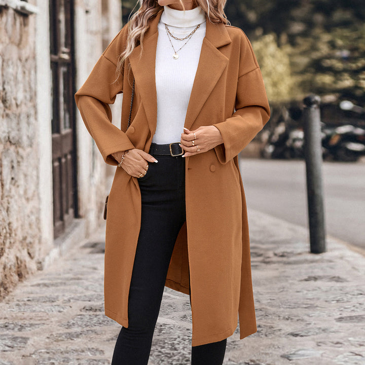 Damen eleganter Trenchcoat mit taillierbarem Gürtel und modernem Schnitt Drune