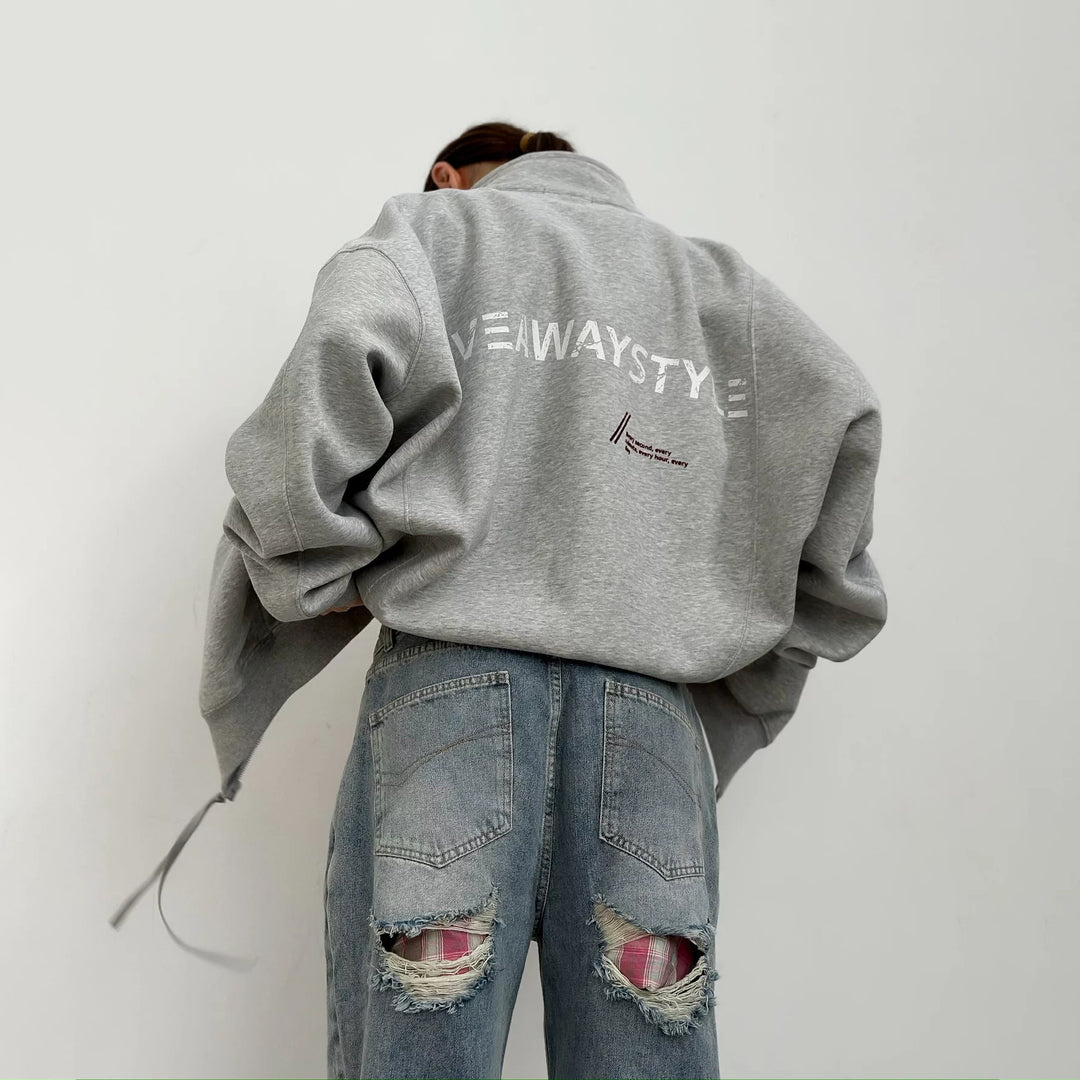 Damen Oversized Freizeitjacke mit urbanem Schriftzug Drune