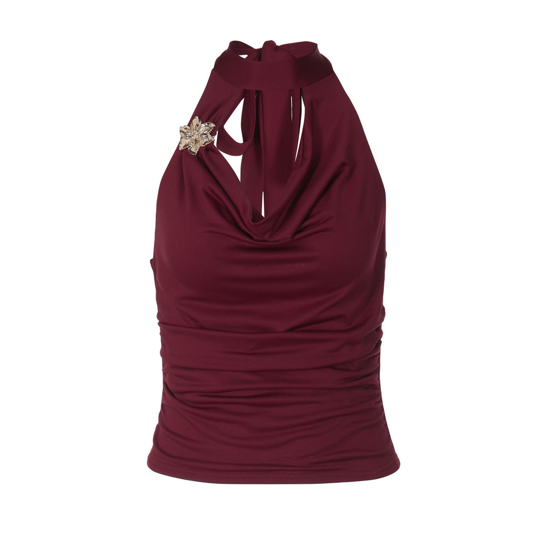 Damen Elegantes Haltertop mit geschmeidigem Sitz und funkelndem Schmuckdetail Drune