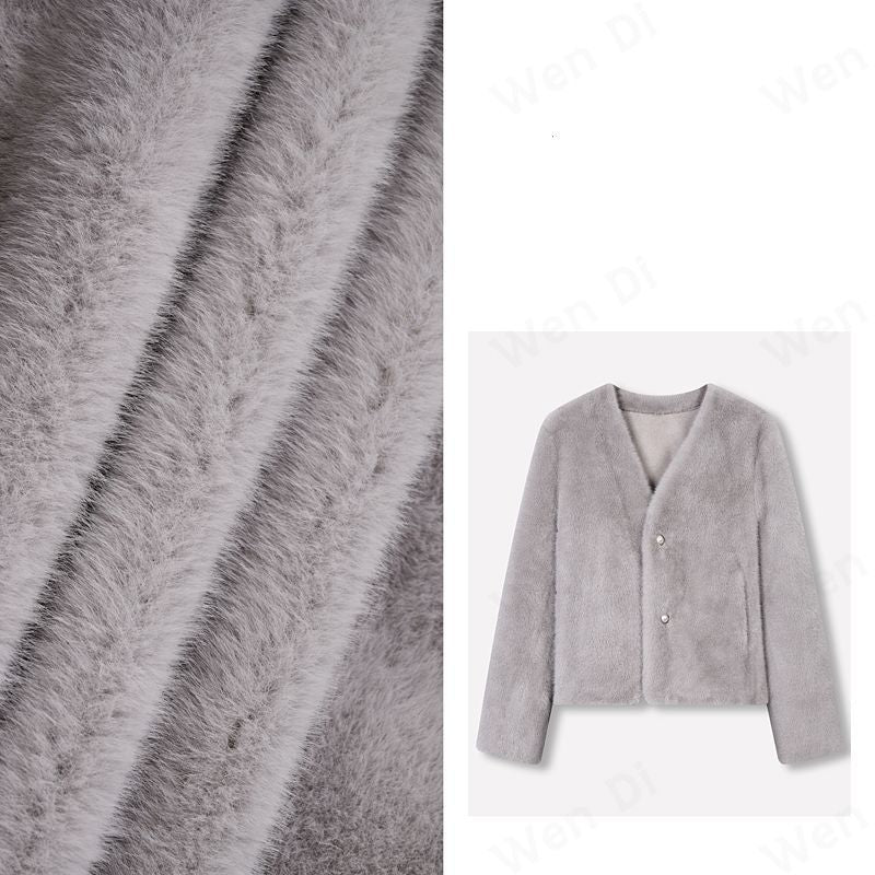 Damen Flauschige Kurzjacke mit edlen Knöpfen Drune