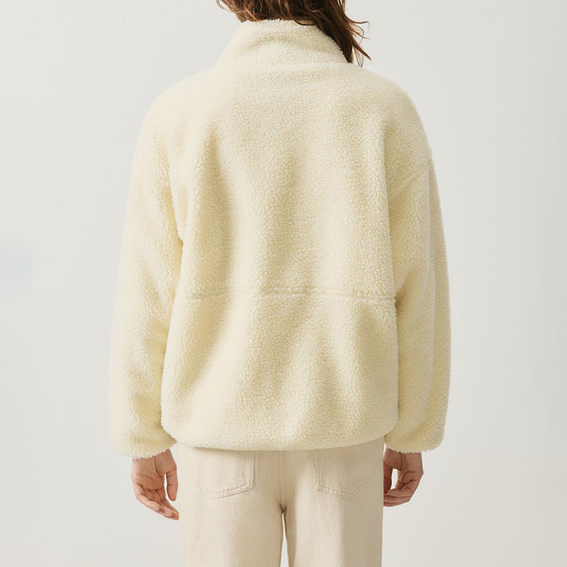 Damen Flauschige Fleecejacke mit hohen Kragen und seitlichen Taschen Drune
