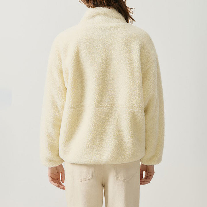 Damen Flauschige Fleecejacke mit hohen Kragen und seitlichen Taschen Drune