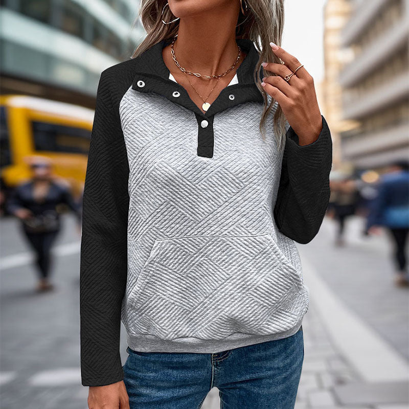 Damen lässiger Pullover mit Stehkragen und strukturiertem Design Drune