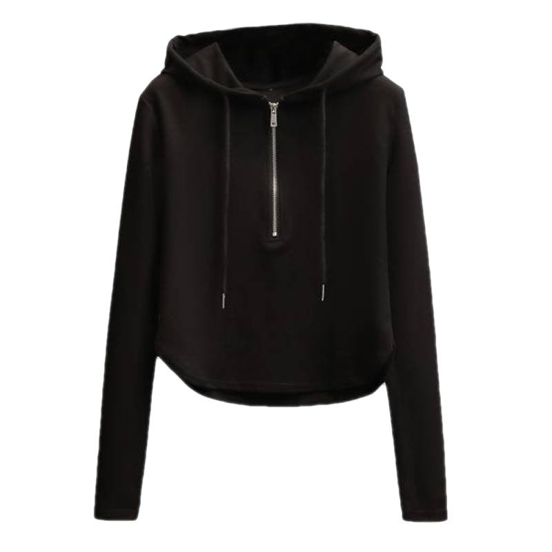 Damen modischer Crop-Hoodie mit praktischem Reißverschluss Drune