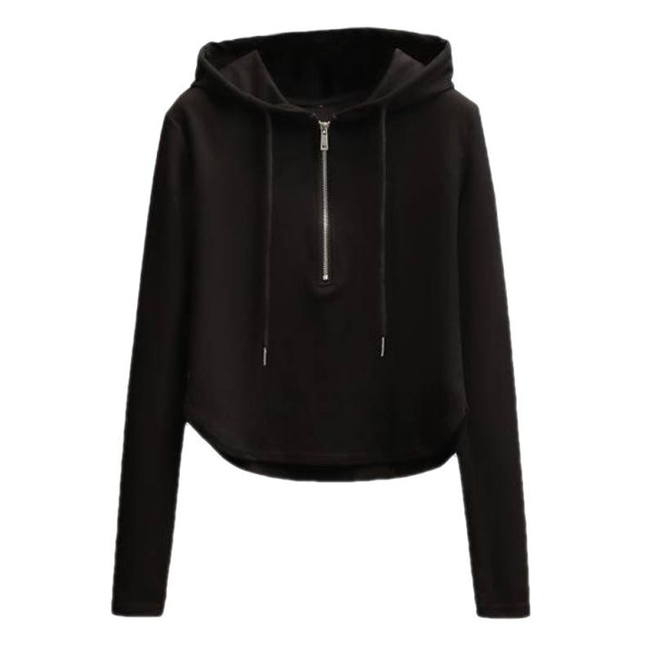 Damen modischer Crop-Hoodie mit praktischem Reißverschluss Drune