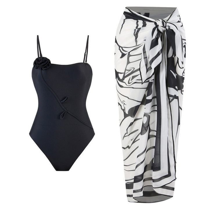 Damen Einteiler Badeanzug mit floralem Design und passendem Strandüberwurf Drune