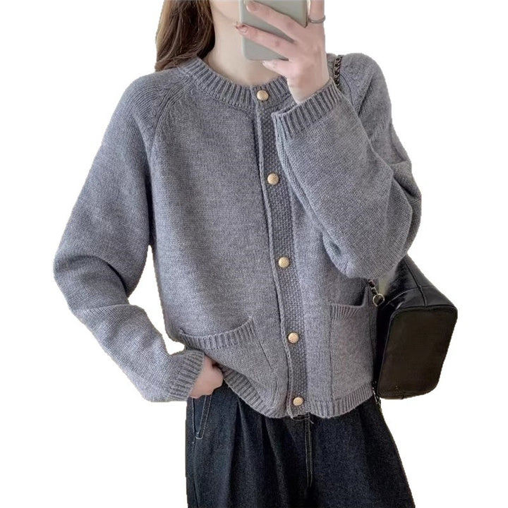 Damen Knopfleisten Strickjacke mit Taschen Drune