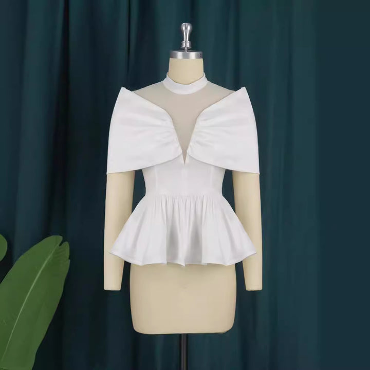 Damen elegante Peplum-Bluse mit transparenten Details Drune