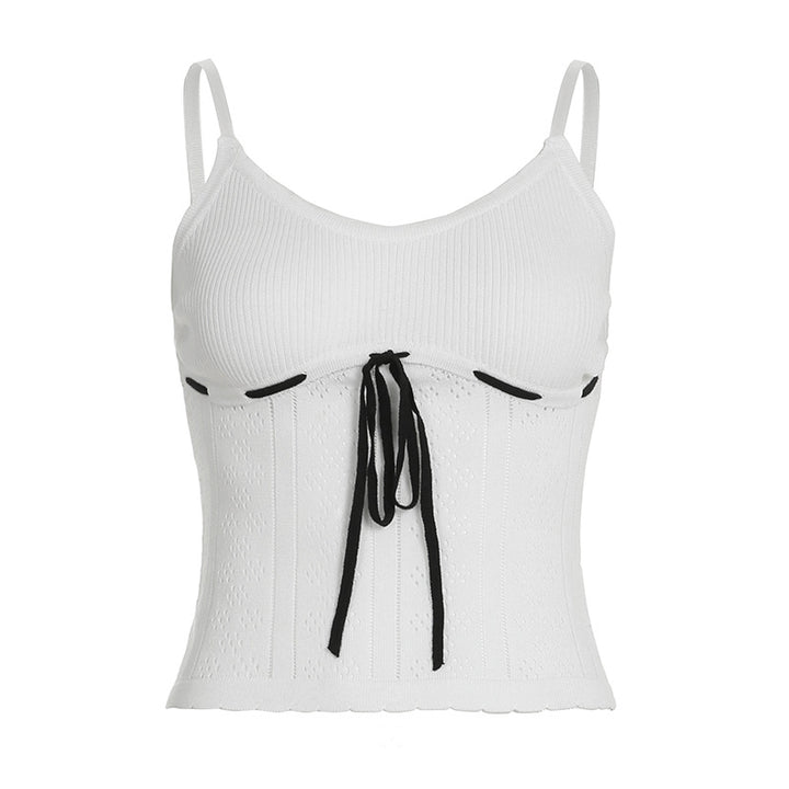 Damen ärmelloses Top mit raffinierten Schnürdetails und strukturiertem Design Drune