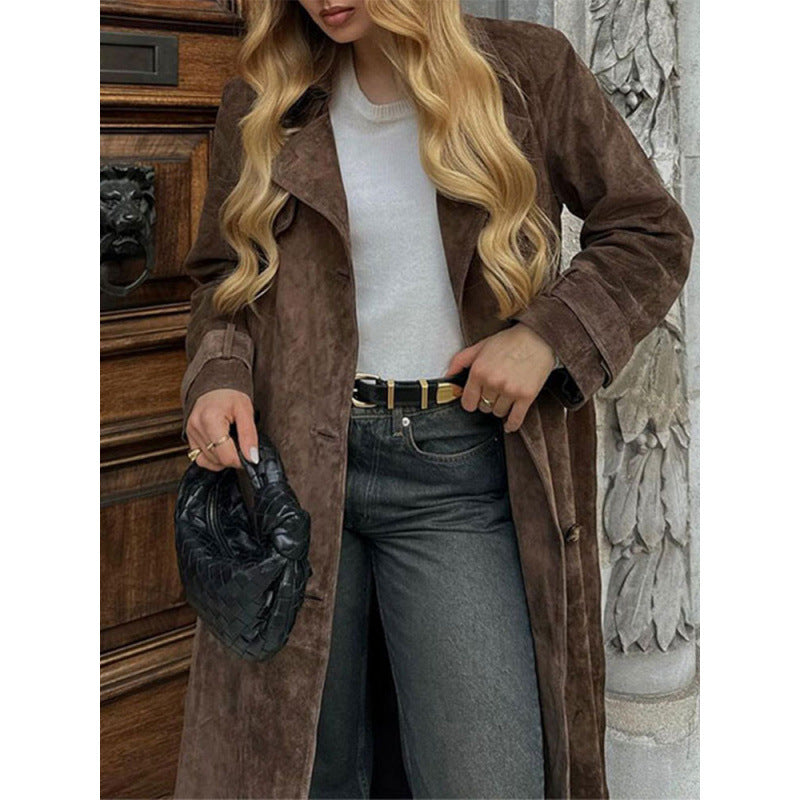 Damen Trenchcoat aus weichem Wildleder Drune