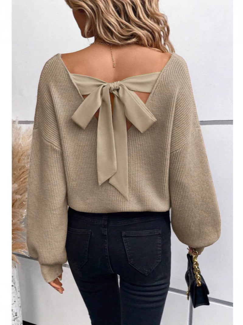 Damen Pullover mit eleganter Schleifen-Ausschnittgestaltung Drune