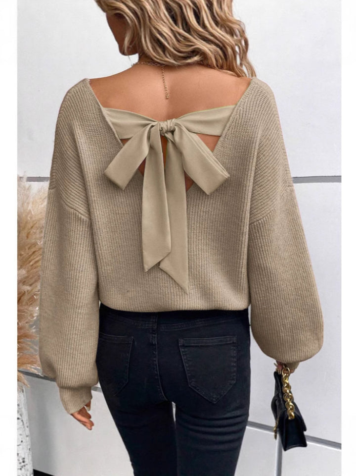 Damen Pullover mit eleganter Schleifen-Ausschnittgestaltung Drune