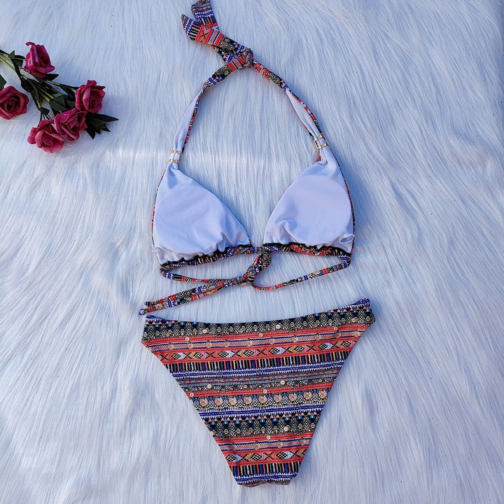 Damen Triangel-Bikini mit verspieltem Ethno-Muster Drune