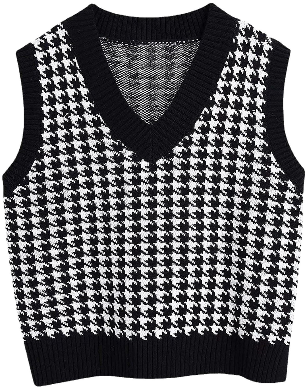 Damen Strickweste mit modernem Hahnentritt-Muster Drune